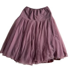 Lilith VTG Layered Mesh Lined Pull On Pleated Flounce Lavender Midi Skirt M